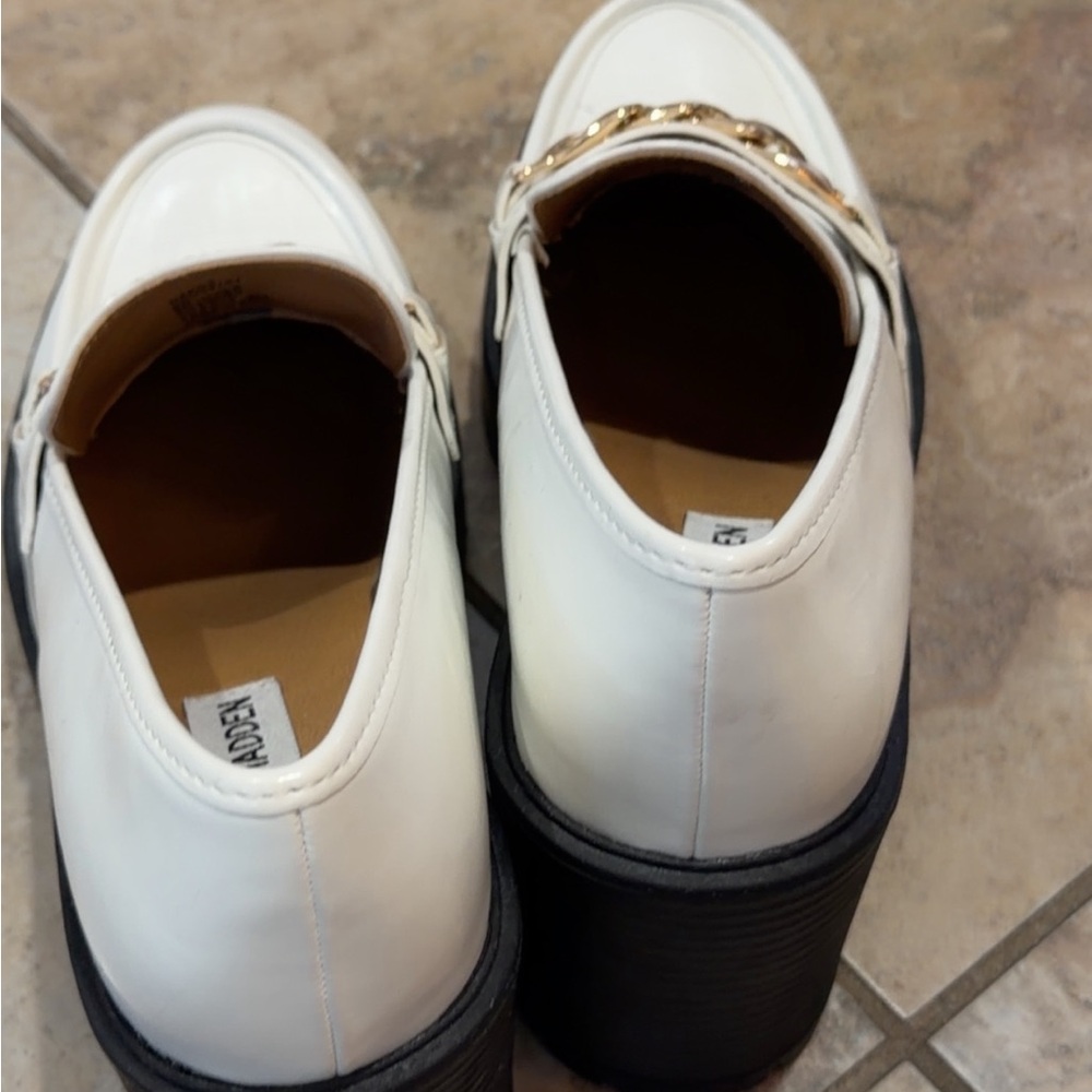 Steve Madden White and Gold Heels